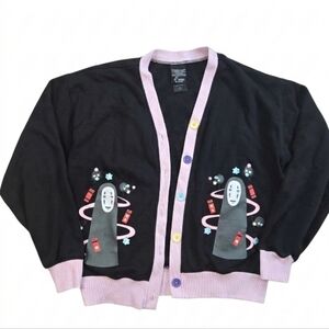 Hot Topic Spirited Away Ghibli Black and Pink Trim Cardigan
